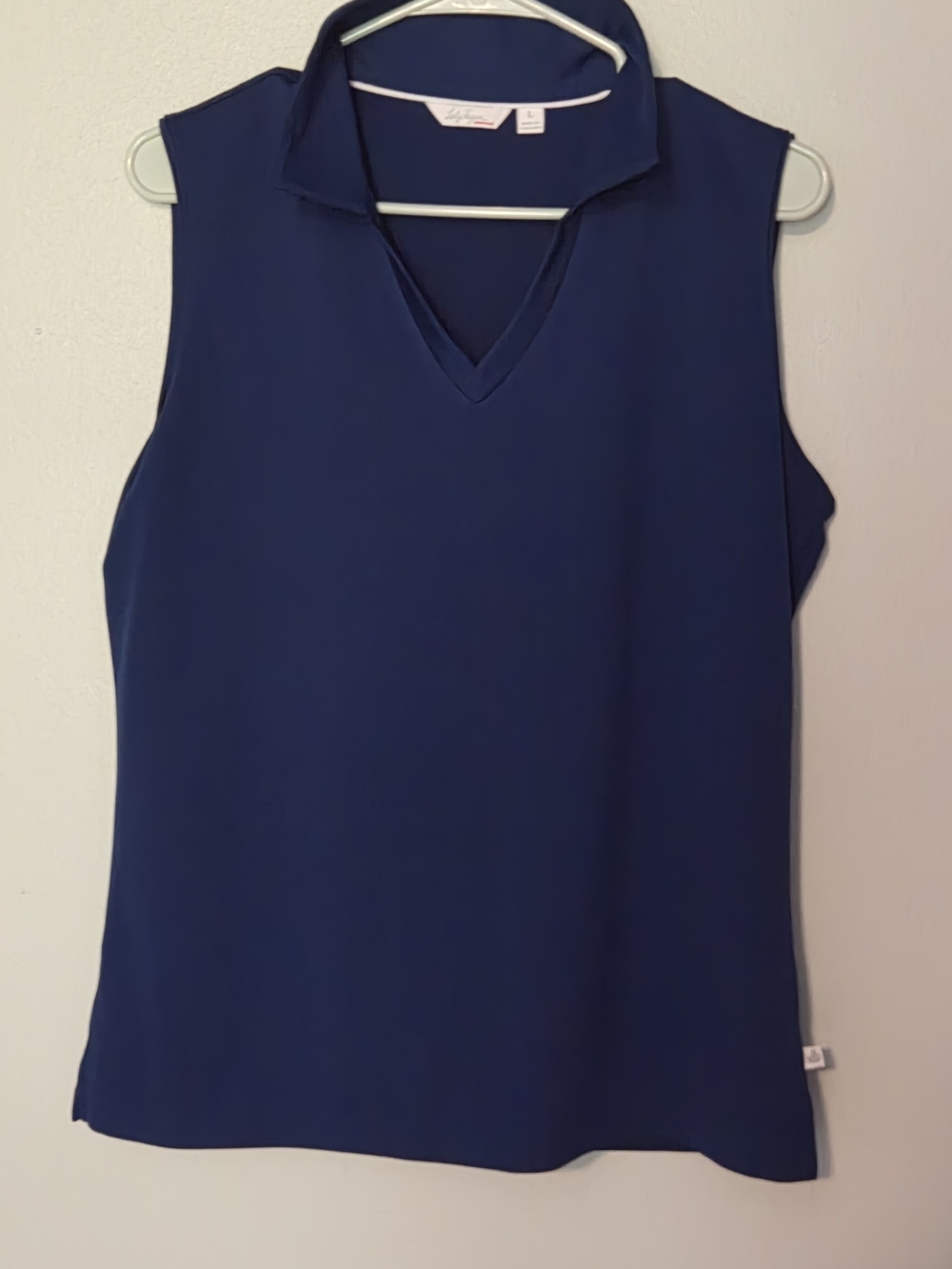 Lady Hagen Navy Sleeveless V‑Neck Polo Tank